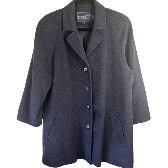 Beautiful Pendleton Coat Women's Size 14 Wool Cashmere Blend Long Charcoal - Picture 1 of 12